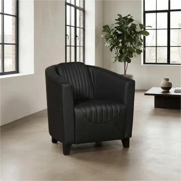 Leren fauteuil Press Special - Toledo Nero (zwart) - Poten, Nieuw, Ophalen of Verzenden, Eigentijds, Klassiek, Retro, Romantisch, Vintage