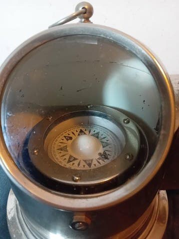 Objets maritimes - Unkown - Verre en laiton chromé- Boussole, Antiquités & Art