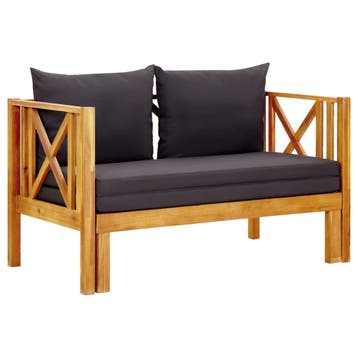 vidaXL Tuinbank 2-zits met kussens 122 cm massief acaciahout, Verzenden