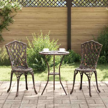 vidaXL Tuin Bistro Set 3 st Brons Aluminium, Verzenden