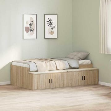 vidaXL Bedframe met lade Sonoma Eik 90 x 200 cm Bewerkt hout, Verzenden