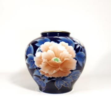 Vaas - Porselein - Japan - Vergulde Blauwe Pioenvaas (Zonder