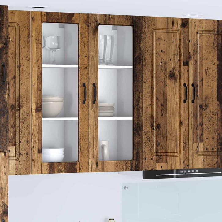 vidaXL Wandglas Kasten PORTO Oudhout 40 x 31 x 100 cm, Huis en Inrichting, Kasten | Overige, Nieuw, Verzenden