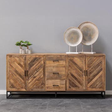 Dressoir Mangohout Sabia 200 cm, Huis en Inrichting, Kasten | Dressoirs, Verzenden, Nieuw, Overige houtsoorten, Industriële meubels