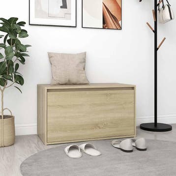 vidaXL Halbank 80x40x45 cm bewerkt hout sonoma eikenkleurig, Verzenden, Nieuw