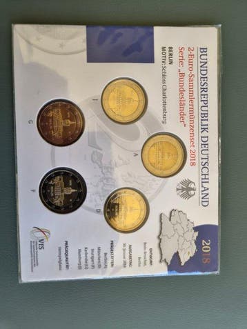 Duitsland. 2 Euro 2018 (15 monnaies) Proof + BU (Zonder