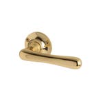 Deurklink Hamersveld in messing gelakt geveerd - deurbesl..., Ophalen of Verzenden, Nieuw, IJzer, Klink of Kruk