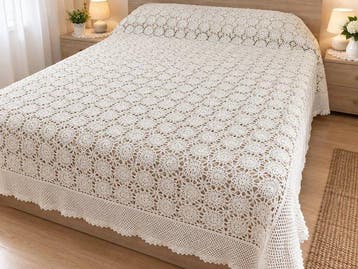 Couvre-lit - 275 cm - 235 cm - fait à la main au crochet