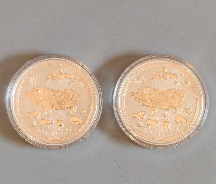 Australië. 1 Dollar 2019 Elizabeth II (2 coins) - 1 Oz -, Timbres & Monnaies, Monnaies | Europe | Monnaies non-euro
