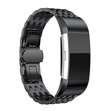 Fitbit Charge 2 Gevlochten Stalen Armband - Zwart -, Verzenden, Nieuw