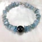 Armband Zilver Parel - Aquamarijn - Tahiti RD Ø 12,2 mm, Nieuw