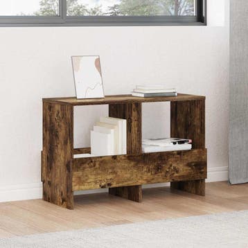 vidaXL Tijdschriftenrek Rook Eiken 68,5 x 30 x 45 cm, Huis en Inrichting, Woonaccessoires | Krantenbakken en Lectuurbakken, Verzenden