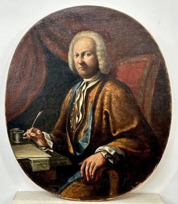 Italiaanse school (XVIII) - Ritratto di gentiluomo con penna