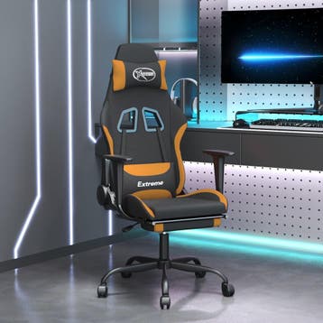 vidaXL Massage gamestoel met voetensteun stof zwart en, Verzenden, Nieuw
