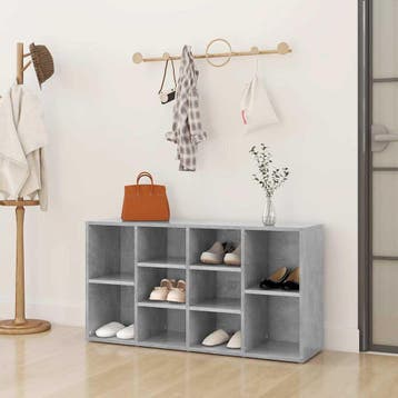 vidaXL Schoenenbank 103x30x55 cm bewerkt hout betongrijs, Verzenden, Nieuw