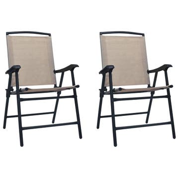 vidaXL Opklapbare stoelen, 2 stuks, textiel taupe, Verzenden, Nieuw