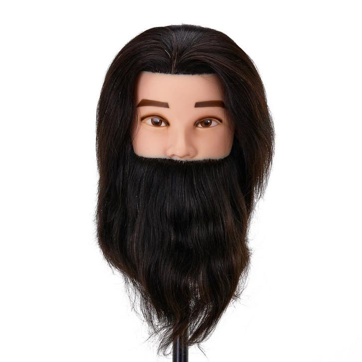 WZ4 Oefenhoofd met Baard – 100% Natuurlijk Haar voor Kappers, Handtassen en Accessoires, Uiterlijk | Haarverzorging, Nieuw, Verzenden
