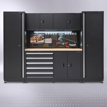 Datona Werkbank 160 cm met bovenkast en twee zijkasten -, Doe-het-zelf en Bouw, Werkbanken, Ophalen of Verzenden, Nieuw