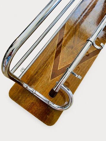 Porte-manteau - Chrome, Bois - portemanteau mural Art déco