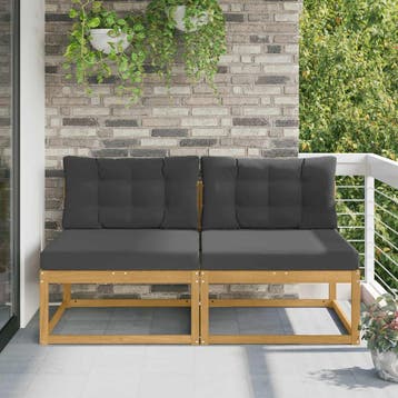 vidaXL 2 Stuk Buiten Midden Sofa Polyester Wit, Verzenden, Nieuw