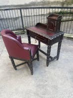 Armoire de bureau (2) - Bois, Cuir - Écritoire avec bureau, Antiquités & Art