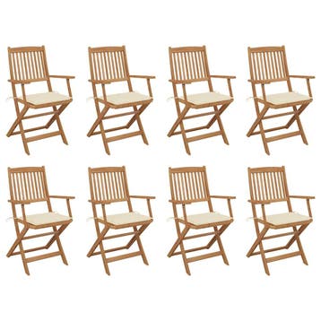 vidaXL Inklapbare stoelen 8 st met kussens massief, Verzenden, Nieuw