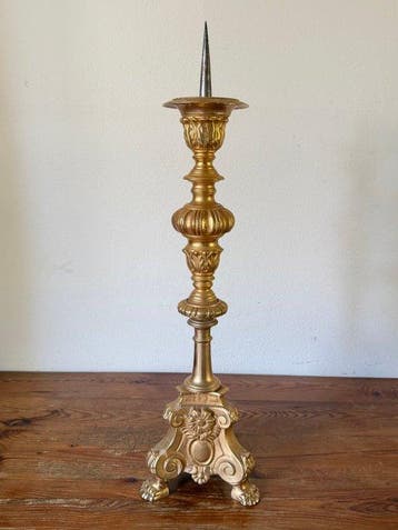 Kandelaar - Verguld messing - Grote Kerkkandelaar - 71 cm -