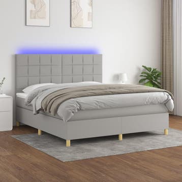 vidaXL Boxspring met matras en LED stof lichtgrijs 160x200, Verzenden, Nieuw