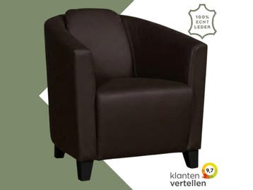 Leren fauteuil Press - Toledo Espresso (bruin) - Poten hout, Nieuw, Ophalen of Verzenden, Eigentijds, Klassiek, Retro, Romantisch, Vintage