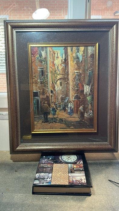 Ugo Mascolo (1948) - Vicolo Napoletano, Antiek en Kunst, Kunst | Schilderijen | Klassiek