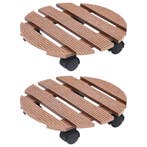 vidaXL Plantentrolleys 2 st Ø30x7,5 cm HKC bruin, Tuin en Terras, Verzenden, Nieuw