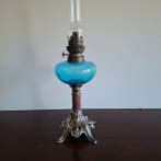 Lampe à huile - Chromé bronze/cuivre. verre. marbre