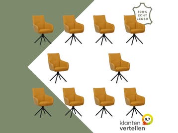 Set van 10 Leren draaibare eetkamerstoelen Fancy Duo -, Huis en Inrichting, Nieuw, Leer, Ophalen of Verzenden, 90 cm of meer