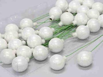Kerstballen op Lange draad Opaal Wit 5 cm 30 stuks, Nieuw