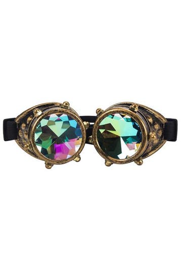 Goggles Steampunk Bril Studs Brons Montuur Caleidoscoop Glaz, Ophalen of Verzenden, Nieuw