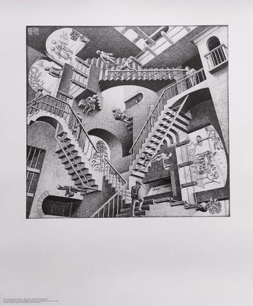 M.C. Escher (1898-1972), after - Relativity, 1953, Antiquités & Art, Antiquités | Verre & Cristal