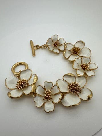 Oscar De La Renta - Scharnierende bloemenarmband in roze