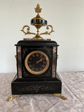 Pendule - Marmer, Glas, Zinklegering - 1850-1900