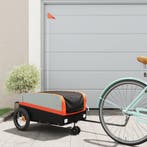 vidaXL Fietstrailer 30 kg ijzer zwart en oranje, Verzenden, Nieuw