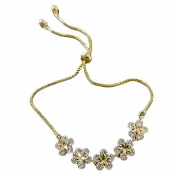 Fako Bijoux - Dames Armband Vijf Bloemetjes Kristal -, Verzenden, Nieuw