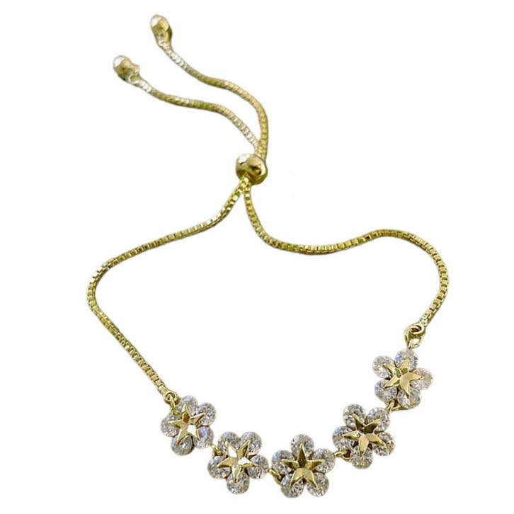 Fako Bijoux - Dames Armband Vijf Bloemetjes Kristal -, Handtassen en Accessoires, Armbanden, Verzenden