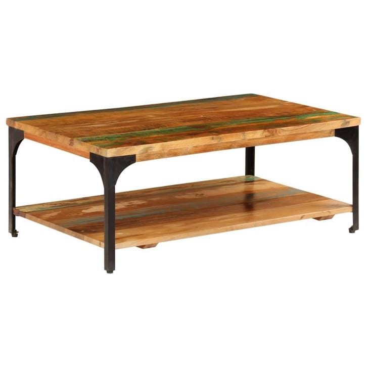 vidaXL Salontafel met schap 100x60x35 cm massief gerecycled, Maison & Meubles, Tables | Tables de salon, Envoi