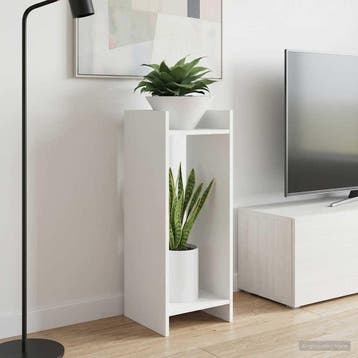 vidaXL Plantenstand 2 st Wit 30 x 30 x 80 cm Bewerkt hout, Verzenden