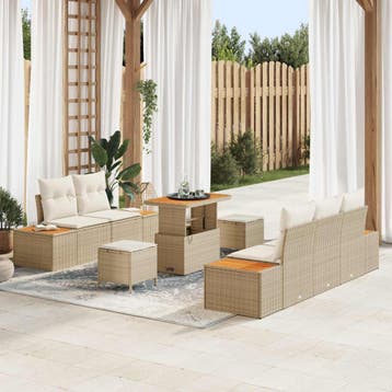 vidaXL Tuinbank Set 8 st 7-Aantal zitplaatsen Beige en Crème, Verzenden, Nieuw