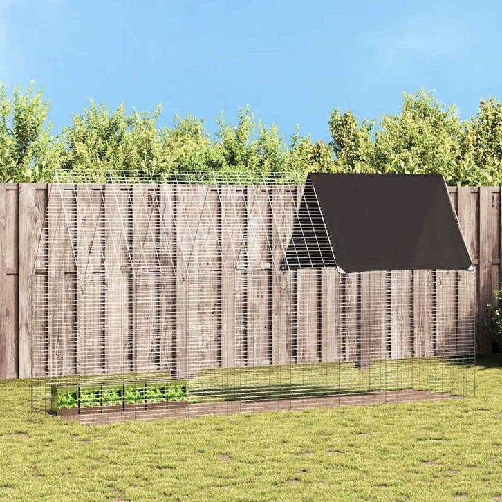 vidaXL Konijnenkooi zilver 400 x 100 x 210 cm Gegalvaniseerd, Dieren en Toebehoren, Knaagdieren en Konijnen | Hokken en Kooien