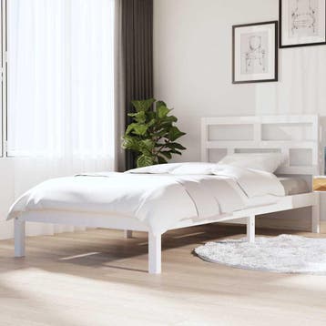 vidaXL Bedframe massief grenenhout wit 90x200 cm, Verzenden, Nieuw