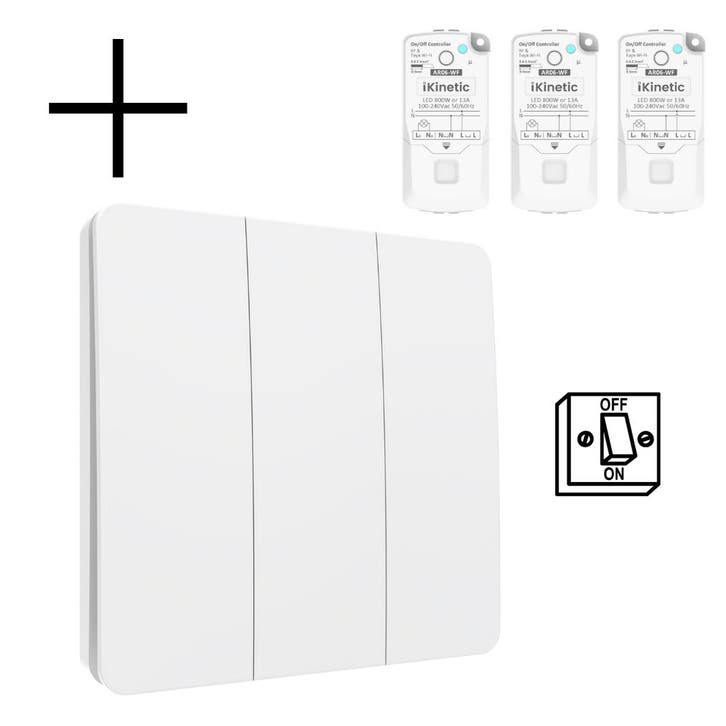Slimme Draadloze Wandschakelaar | Wit | RF 433Mhz | 3 knoppe, Maison & Meubles, Accessoires pour la Maison | Autre, Envoi