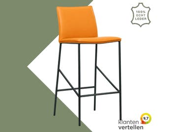 Leren barkruk hoog Favor - Toledo Mandarin (oranje) - poten, Ophalen of Verzenden