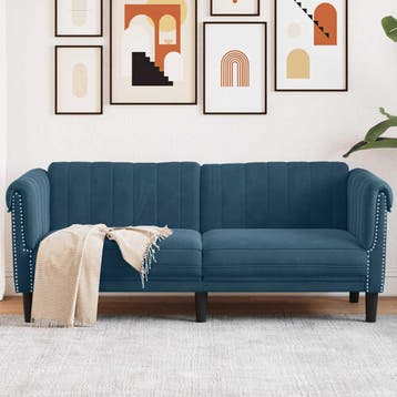 vidaXL 2-zitsbank / zetel fluweel blauw, Huis en Inrichting, Verzenden, Nieuw