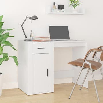 vidaXL Bureau 100x49x75 cm bewerkt hout wit, Huis en Inrichting, Verzenden, Nieuw